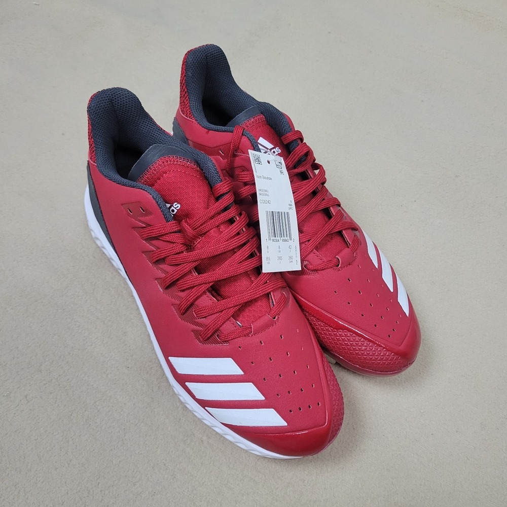 NWT Adidas Icon Bounce Red‎ White Baseball Cleats Mens Size 8.5